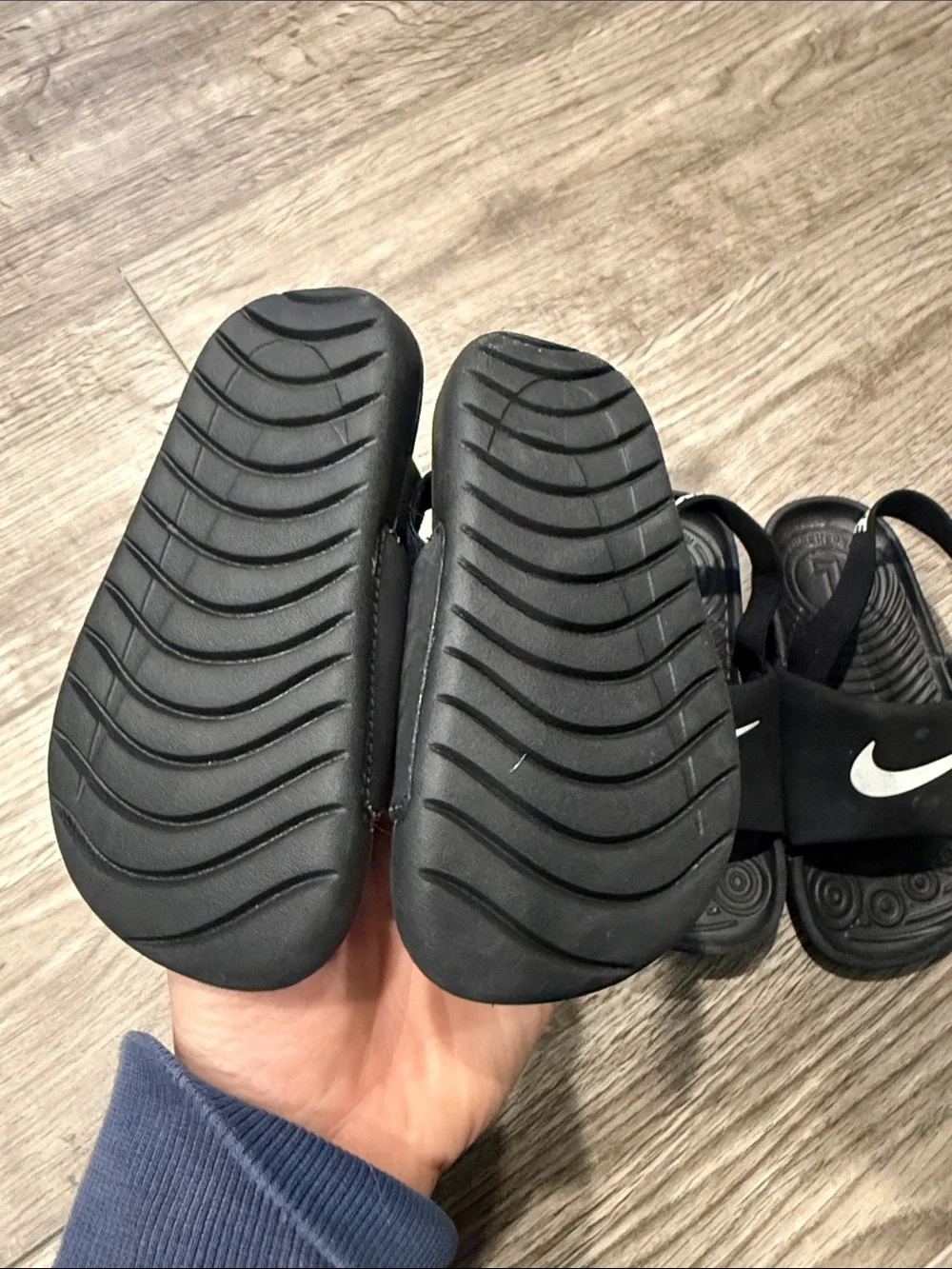 Nike Kids Black Slide Sandals with Pink and White Swoosh